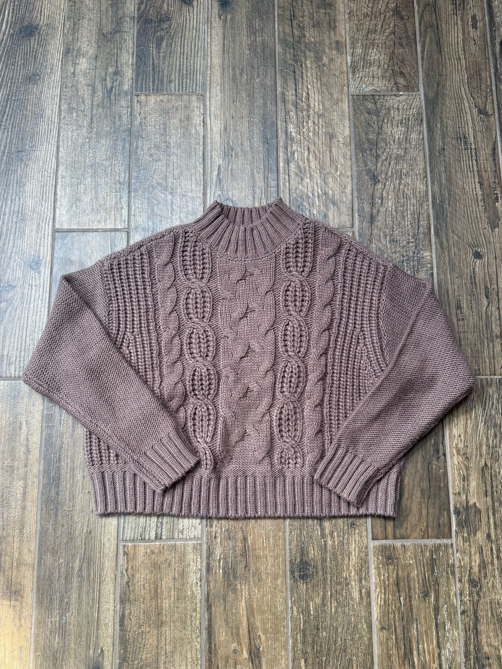 Lucky Brand Brown Cable Knit Mock Neck Sweater - Brown